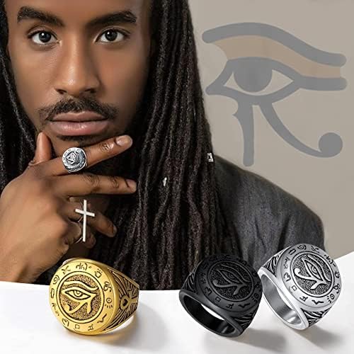 U7 Bijuterii Ankh inele vechi egiptean ochi de Ra Horus inel inox / Placat Cu Aur / Negru Culoare Egipt simbol Inele pentru