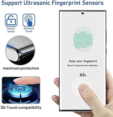 Ankusp [2+2 pachet Galaxy S23 Ultra Screen Protector, 9H Sticla temperată, suport cu amprentă cu ultrasunete, HD Clear, 3D