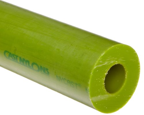 Ultra alunecoasă cu ulei de nylon turnat cu ulei 6 tub rotund, finisaj neted, ASTM D5989, verde, 4 OD, 3 ID, 1/2 grosime de