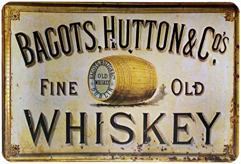 ERLOOD Bagots, Hutton bine vechi whisky Retro Vintage staniu semn 12 X 8