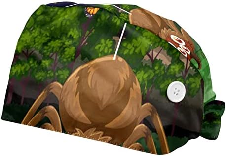 Fluturi și Tarantula Spider Night Forest, reglabil Trăi, pălării unisexe, capace de lucru cu butoane și bandă de transpirație