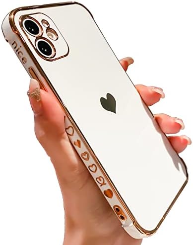 Mtbacon compatibil cu carcasa iPhone 11 drăguță, moale TPU TPU 11 cutii pentru femei, carcasă pentru inimă de lux, cariere