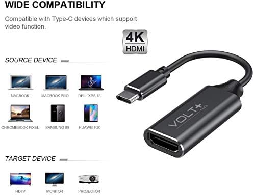 Lucrări de Volt Plus Tech HDMI 4K USB-C kit compatibil cu adaptorul profesional Vivo S12 Pro cu o ieșire digitală completă