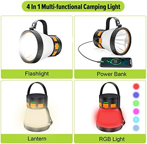 LED CAMPING Lanternă, 1500 Lumens Camping Lantern Reîncărcat cu încărcare a panoului solar, impermeabil, 8 moduri de lumină,