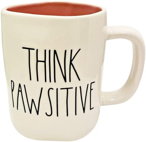 Rae Dunn THINK Pawsitive Mug-roz în interior-ceramică-mașină de spălat vase și seif cu microunde-cadou iubitor de câini