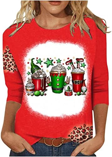 Christmas 3/4 Mânecă Top pentru femei Gnonies amuzante imprimeu topuri topuri de toamnă crewneck bluză leopard tricouri cu