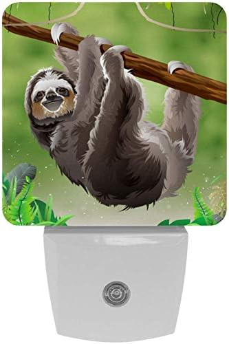 2 pachet Sloth in Jungle Rainforest Night Light Ideal pentru Copii Plug-in, amurg până la Dawn Senzor Ideal pentru creșă