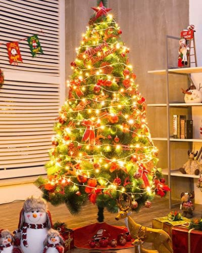 Topyl 6ft Artificial Optic Fibre Fustă de Crăciun Fustă, Arbore de Xmas de Pine cu balamale cu balamale premium luminate cu