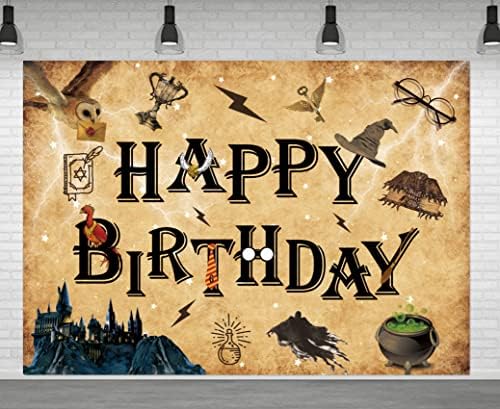 7x5ft Wizard ziua de naștere fundal Wizard Happy Birthday Party Decor fundal pentru băiat fată ziua de naștere Banner Witch