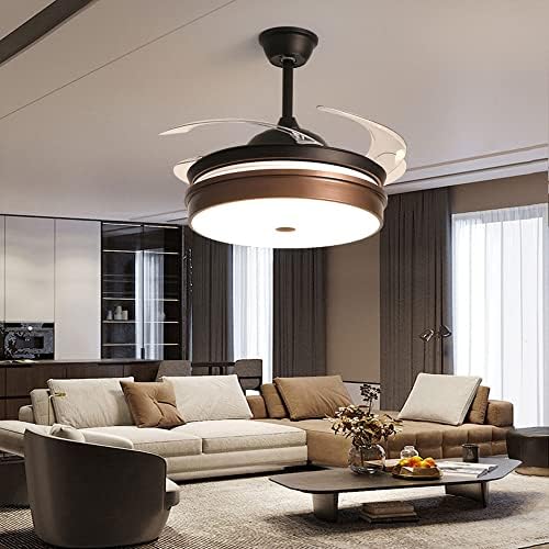 Lisusut Modern PVC Fan Blade Fan Chandelier LED acrilic telecomandă candelabru Simplicitate dormitor de fier de fier LAMP LAMPE