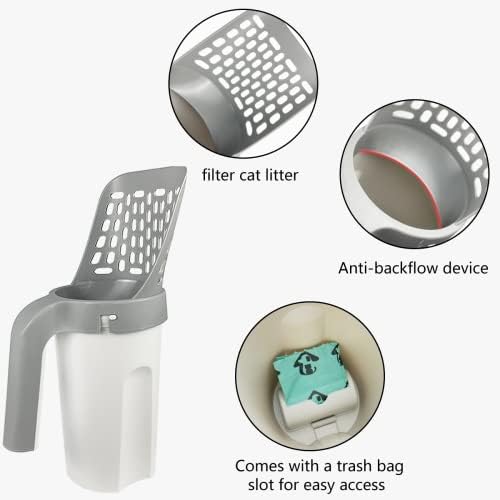 Quaocens Cat Litter Scoop, Litter Scooper cu suport detașabil gunoi de grajd Sita Scoop, mare capacitate Cat Litter Scooper