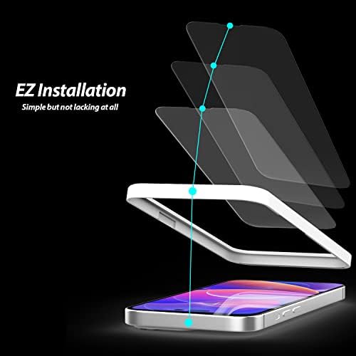 [Whitestone EZ] sticlă 3pack + Cam 3pack-Apple iPhone 14 Pro Max protector de ecran [Dome Clear Glass EZ] acoperire completă