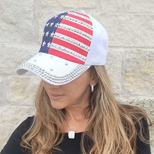 Natalie Mills Bling Patriotic Hat Bling Baseball Hat! Șapcă de baseball! Pălărie de baseball pentru femei! Pălărie de stras!