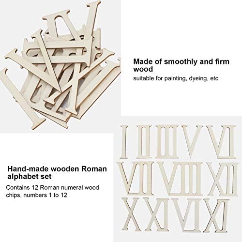 Pssopp 12pcs lemn neterminat Litere Cifre romane forme cifre romane din lemn forma numerice din lemn DIY ceas numere lemn Meșteșug
