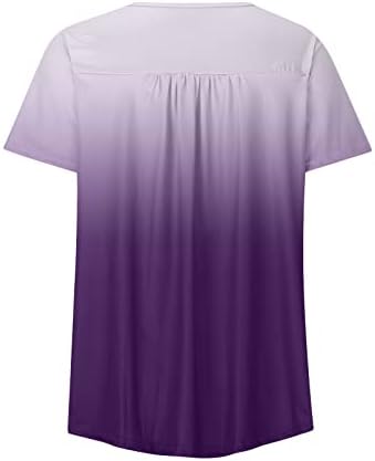 Tricouri Cu mânecă scurtă Topuri pentru femei ascunde Tunica pentru burtă 2023 Tricou Tie-Dye cu gât în V Bluze plisate care