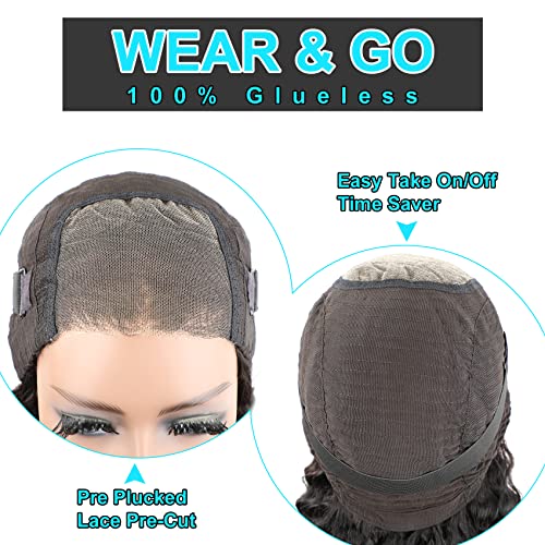 BLY Glueless Wear and Go Lace peruci frontale păr uman pentru femei Perucă cretă cu Val adânc fără lipici gata de purtat 4x4