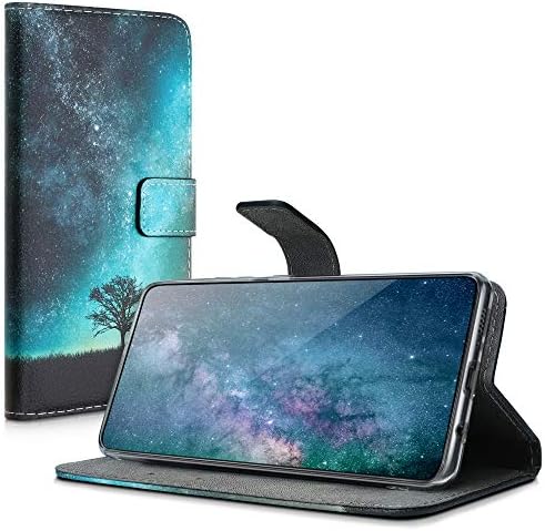 Carcasă Portofel kwmobile compatibilă cu Samsung Galaxy A42 5g-husă din piele artificială-Cosmic Nature Albastru / Gri / Negru