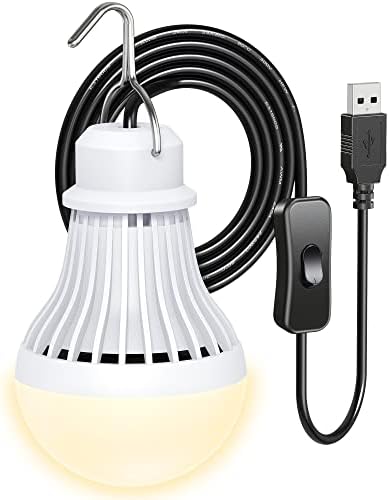 Anmcha USB Bulb Camping Lantern, 8ft Lungime în plus Cord Lumina cortului, Lumina de Urgență Warm White Outward