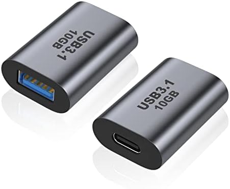 Adaptor AREMe USB femelă la USB C femelă, 10Gbps USB 3.1 to Type-C Extension Coupler Converter Extender Connector suportă Încărcare