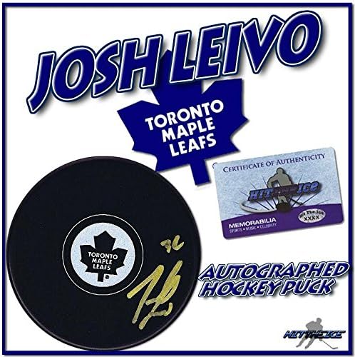 JOSH LEIVO a semnat pucul de hochei TORONTO MAPLE LEAFS cu COA 4-pucuri NHL autografate