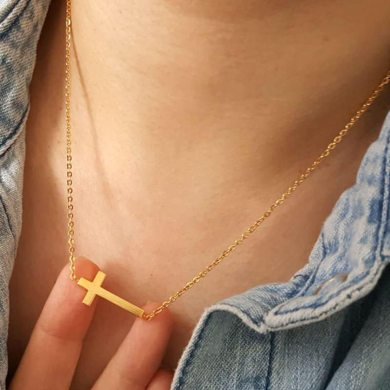 T3store Minimalism Crucifix Bijuterii creștine Gold Cross Pandantiv Colier pentru Christ Men Women Girl Chain-41618