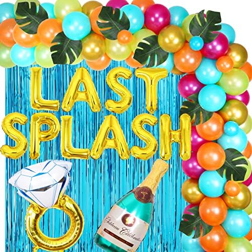 Ultimul splash Bachelorette Party Decorations, ultimul splash Balloon Banner, perdea cu franjuri de folie, kit de arc cu balon