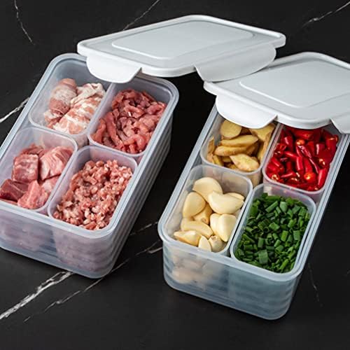 Hemoton 1 Set frigider recipient de depozitare a alimentelor cu capac 4 compartimente Cutii de organizare a depozitării alimentelor