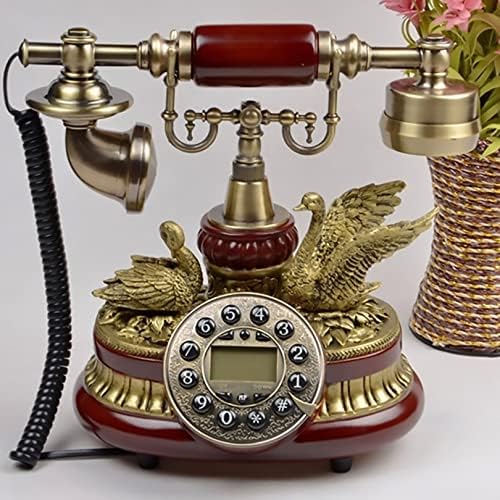 Telefon antic Vintage Corded Telefon clasic European Retro Telefon fix, Dial pentru buton, ID apelant