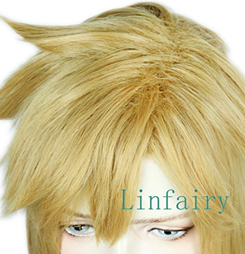 Linfairy scurt blonda Peruca Halloween Cosplay peruca pentru barbati panglica cu 2 Elf ureche