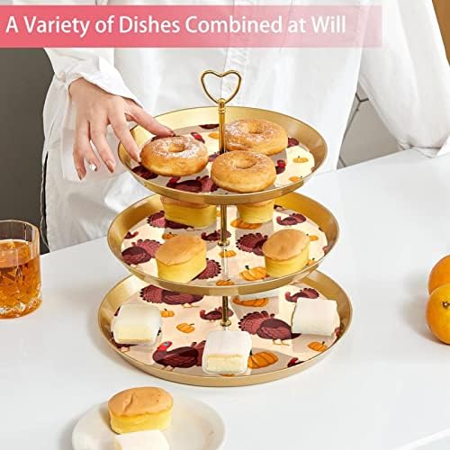 Cupcake cu 3 niveluri Stand Turcia și Pumpkin Petrecere server alimentar Afișare Stand Fructe Desert Decorare pentru nuntă,