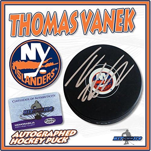 THOMAS VANEK a semnat cu New YORK ISLANDERS Hockey Puck cu COA * NEW * - autografe NHL pucks