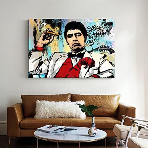 Iwy Graffiti Al Pacino Scarface Tony Montana Poster Pictură decorativă Canvas Artă Artă Living Pozitoare Pictură dormitor 16x24inch