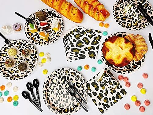 Dylives 144 buc animal Leopard Print Party Supplies Pack, Jungle Safari ghepard Print Birthday Party Decoratiuni Zoo Veselă