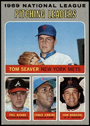 1970 Topps 69 NL Leaders pitching Fergie Jenkins/Juan Marichal/Phil Niekro/Tom Seaver Mets/Braves/Cubs/Giants VG/Ex+ Mets/Braves/Cubs/Giants