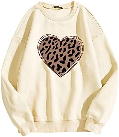 Cămăși cu mânecă lungă Deepclaoto pentru femei, pulovere cu manevra calde calde cu mânecă lungă o gât dragoste inimă imprimată