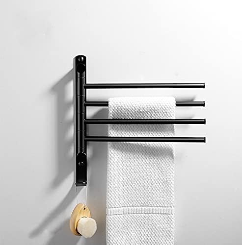 -Shelfs, șină de prosop de prosop pentru baie, suport de prosop rotativ pentru mână, suport de prosop de căi de șină, 4 bare