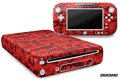 247 Skins Graphics Kit Sticker Decal Compatibil cu Nintendo Wii U și Controlere - Digi Camo Red