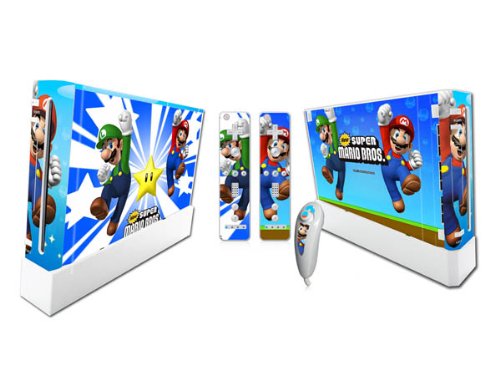 Autocolant de piele de vinil de protecție Mario Bros pentru Nintendo Wii & Controlers