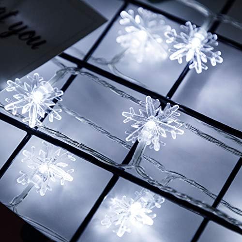 YGAOHF Lumini de fulgi de zăpadă de Crăciun, 33 ft 80 LED cu fulgi de zăpadă LED -uri lumini de coardă cu baterie Luminile