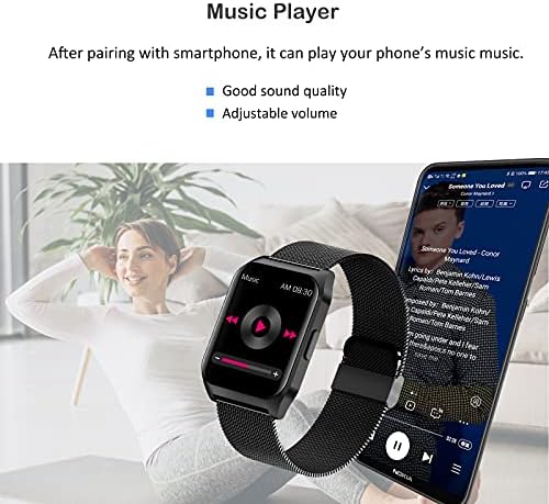 MBHB Smart Watch With Make, Respon, Refuz, Player Music Player, Fitness Tracker cu monitor de ritm cardiac, contor de pași