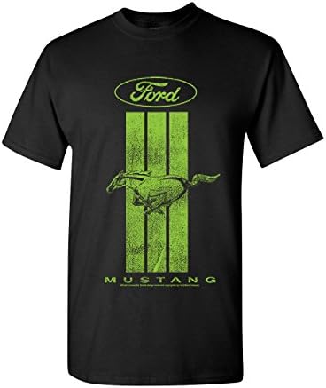 Tricoul Ford Mustang Green Stripe Tricou Clasic American Muscle Mașini pentru bărbați