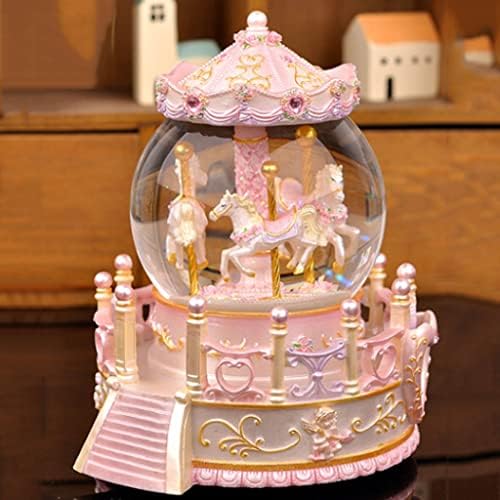 Lukeo Carusel Crystal Ball Princess Music Box Ornamente Drifting Snow Octave Box Girls Birthday Cadouri Crăciun