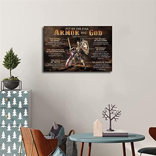 Armură a lui Dumnezeu Poster- Efeseni 6- Cadou pentru creștini, Biblie Lover- Biblie Citat Canvas- Decorare de Crăciun- Cadou