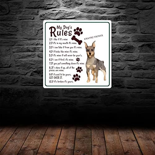Alioyoit Funny metal Dog Sign My Dog ' s Rules Antique Dog welcome Sign metal Print Retro Pet Dog Wall Hanging Decor pentru