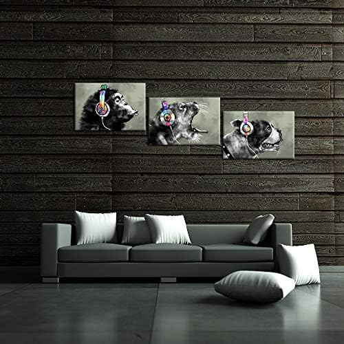 INKUNK FOTO 3 piese moderne gorilla maimuță muzică pânză arta pictură de perete abstract animal câine fericit si leopard decor