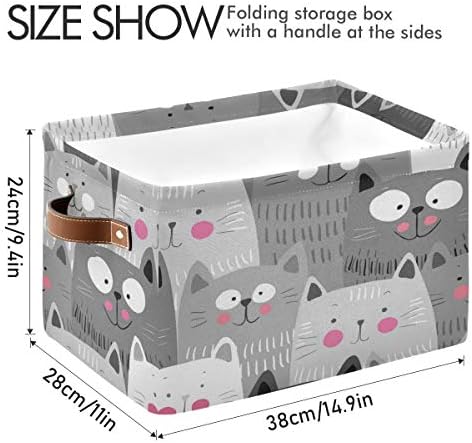 Pisici drăguți pisoi coș de depozitare animale de depozitare pisici țesătură mare jucării de depozitare cub cub cu mânere pliabile dulap raft pânză organizator coș de 2 pentru dormitor pentru creșă