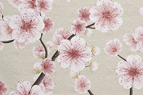 Ambesonne Asian Yoga Mat prosop, înflorire japoneză Cherry Blossom simbolic venirea sezonului de primăvară inspirat de Est,