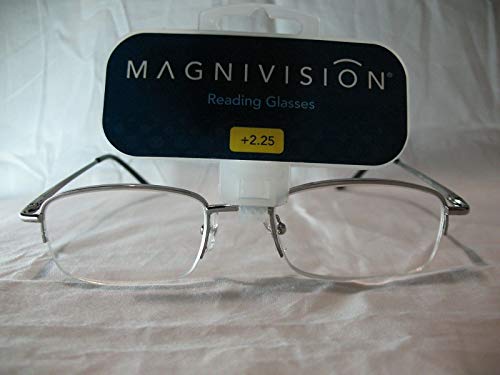 Magnivision +2.75 „Apex” din metal argintiu jumătate din metaluri de citire ochelari cu balamale de primăvară-