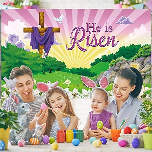 Happy Easter Day decoratiuni el este înviat fundal fotografie Banner, tesatura mare Paști cruce fundal religios fundal pentru