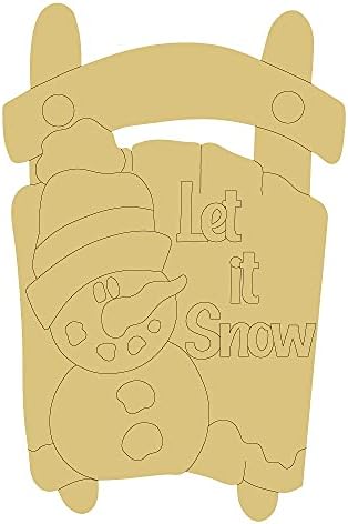 Design de zăpadă cu sanie prin linii decupaj lemn neterminat vacanță D Comandăcor Crăciun iarnă cuier ușă MDF formă pânză Stil